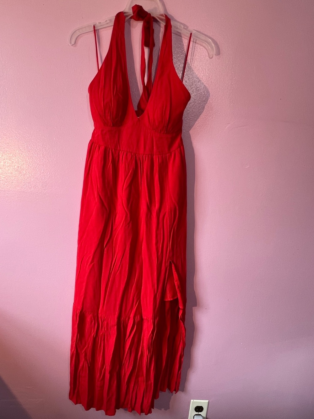 Red Halter Maxi Dress - Women